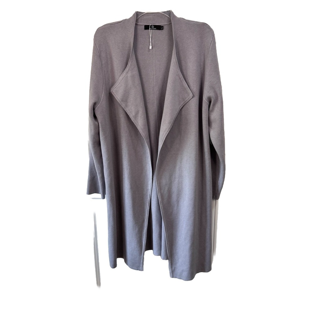 Lillusory Open Front Cardigan Duster Size L Long Sleeve Gray Cozy Knit Layers